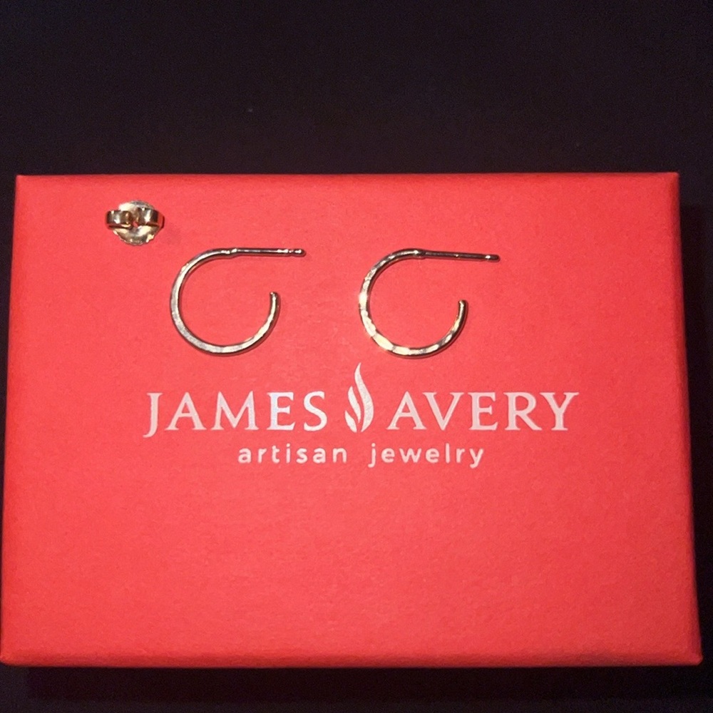 James Avery Gold Small Classic Hammered Hoops- 1 MISSING BACK